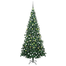vidaXL zöld műkarácsonyfa LED-ekkel és gömbszettel L-es 240 cm karácsonyi dekoráció