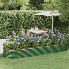vidaXL zöld porszórt acél kerti magaságyás 322x100x36 cm kerti tárolás