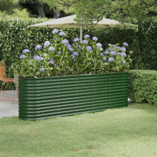 vidaXL zöld porszórt acél kerti ültetőláda 224 x 40 x 68 cm kerti dekoráció
