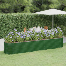 vidaXL zöld porszórt acél kerti ültetőláda 368x80x68 cm kerti dekoráció