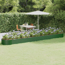 vidaXL zöld porszórt acél kerti ültetőláda 544x100x36 cm kerti dekoráció