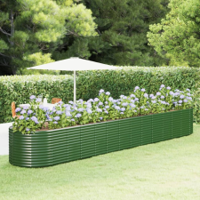 vidaXL zöld porszórt acél kerti ültetőláda 554 x 100 x 68 cm kerti dekoráció