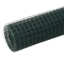 vidaXL zöld PVC-bevonatú acél csirkeháló drótkerítés 10 x 1,5 m (143628) építőanyag