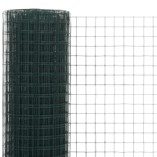 vidaXL zöld PVC-bevonatú acél csirkeháló drótkerítés 25 x 0,5 m (143630) építőanyag