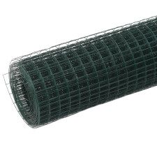 vidaXL zöld PVC-bevonatú acél csirkeháló drótkerítés 25 x 1,5 m (143634) kerti bútor