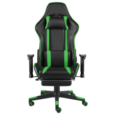 vidaXL zöld PVC forgó gamer szék lábtartóval (20486) forgószék