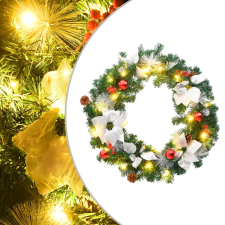 vidaXL zöld PVC karácsonyi koszorú LED-ekkel 60 cm adventi koszorú