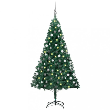 vidaXL Zöld PVC műkarácsonyfa LED-ekkel és gömbszettel 150 cm műfenyő