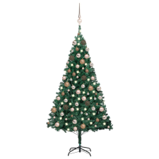 vidaXL zöld PVC műkarácsonyfa LED-ekkel és gömbszettel 150 cm  (3077621) műfenyő