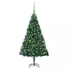 vidaXL zöld PVC műkarácsonyfa LED-fényekkel és gömbszettel 210 cm