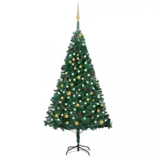 vidaXL zöld PVC műkarácsonyfa LED-fényekkel és gömbszettel 210 cm műfenyő