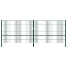 vidaXL zöld vas kerítéspanel oszlopokkal 3,4 x 1,2 m kerti dekoráció