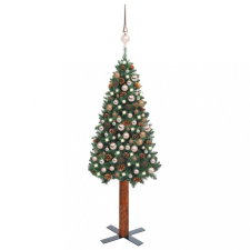vidaXL zöld vékony PVC karácsonyfa LED-ekkel és gömbszettel 210 cm műfenyő