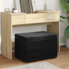 vidaXL Zsámoly Fekete 61 x 41 x 40 cm Bársony és Műanyag Fa bútor