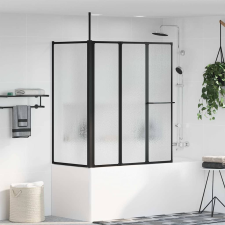 vidaXL Zuhanyfal Összecsukható Kézi Fekete 120 x 70 x 137 cm Alumínium kád, zuhanykabin