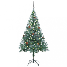 vidaXL Zúzmarás karácsonyfa LED-del / gömbszettel / tobozzal 150 cm műfenyő