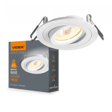 Videx Süllyesztett mennyezeti lámpatest, halogén GU10, Videx, fehér, kerek, mozgatható világítás