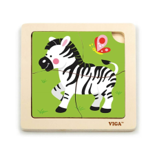 Viga Fa képes kirakó puzzle Viga 4 db Zebra puzzle, kirakós
