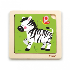 Viga Fa képes kirakó puzzle Viga 4 db Zebra puzzle, kirakós