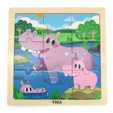 Viga Fa képes kirakó puzzle Viga 9 db víziló puzzle, kirakós
