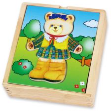 Viga maci öltöztető fa puzzle puzzle, kirakós