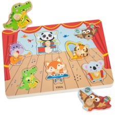 Viga zenélő állatok fa puzzle – interaktív kirakós hangszerhangokkal puzzle, kirakós