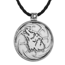  Viking farkasmotívumos medál bőr nyaklánccal medál