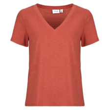 Vila Rövid ujjú pólók VILUXI GLITTER V-NECK Rózsaszín EU M női póló