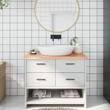  világosbarna kezelt tömör fa fürdőszobai pult 100x40x4 cm építőanyag