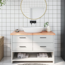  világosbarna kezelt tömör fa fürdőszobai pult 120x40x4 cm építőanyag