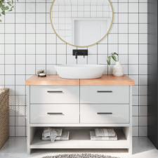  világosbarna kezelt tömör fa fürdőszobai pult 120x50x6 cm építőanyag