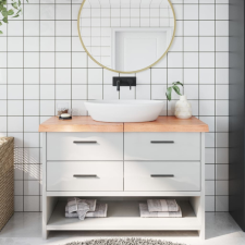 világosbarna kezelt tömör fa fürdőszobai pult 120x60x6 cm építőanyag