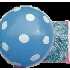  Világoskék pöttyös latex lufi 35 cm party kellék