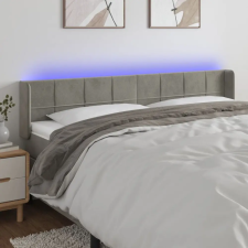  Világosszürke bársony LED-es fejtámla 163 x 16 x 78/88 cm ágy és ágykellék