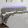  világosszürke bársony LED-es fejtámla 180x5x78/88 cm