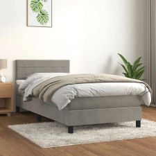  világosszürke bársony rugós ágy matraccal 100 x 200 cm ágy és ágykellék