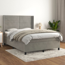 világosszürke bársony rugós ágy matraccal 140x190 cm ágy és ágykellék
