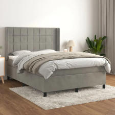 világosszürke bársony rugós ágy matraccal 140x190 cm ágy és ágykellék