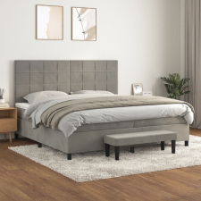 világosszürke bársony rugós ágy matraccal 200x200 cm ágy és ágykellék