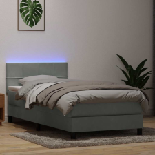  világosszürke bársony rugós és LED-es ágy matraccal 80x210 cm ágy és ágykellék