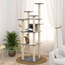 Világosszürke macskabútor szizál kaparófákkal 171 cm macskafelszerelés