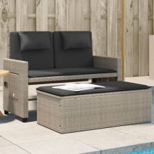 világosszürke polyrattan dönthető kerti pad párnával kerti bútor