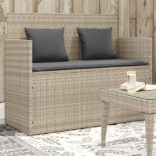  világosszürke polyrattan kerti pad párnákkal kerti bútor