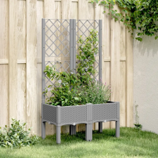 Világosszürke PP rácsos kerti ültetőláda 80 x 40 x 142 cm kerti tárolás