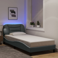 világosszürke szövet ágykeret LED-ekkel matrac nélkül 90x190 cm ágy és ágykellék