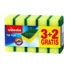 Vileda Mosogatószivacs, 3+2 db, VILEDA "Tip Top", sárga