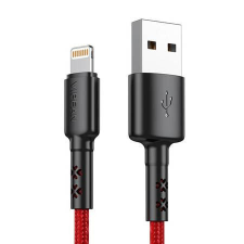 Vipfan X02 USB-A - Lightning kábel 3A, 1.8m piros-fekete (X02LT-1.8m-red) kábel és adapter
