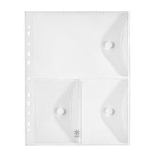 VIQUEL Irattartó tasak, A4, PP, patentos, 3 rekeszes, VIQUEL "Pockets", áttetsző irattartó