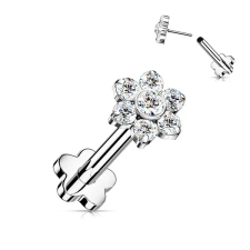  Virág Alakú Titánium Egyenesszárú Labret Piercing Fehér Cirkónia Kővel egyéb ékszer