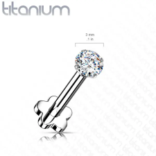  Virág Alakú Titánium Egyenesszárú Labret Piercing Fehér Színű Cirkónia Kővel egyéb ékszer